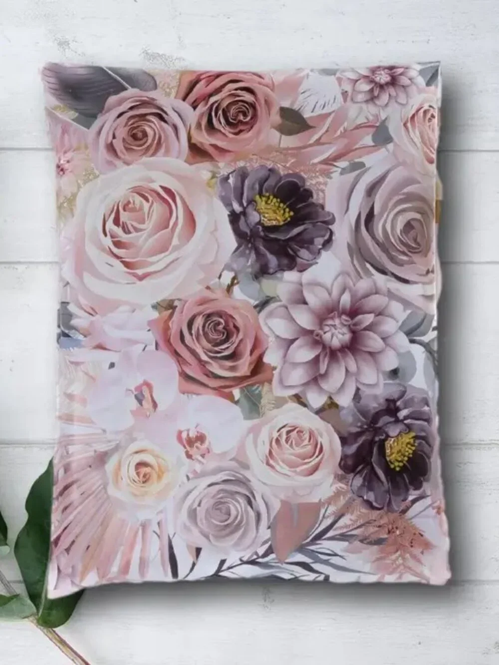 50 pcs - 25 10x13 Boho Floral Poly Mailers & 25 10x13 Clear Self Sealing Bags